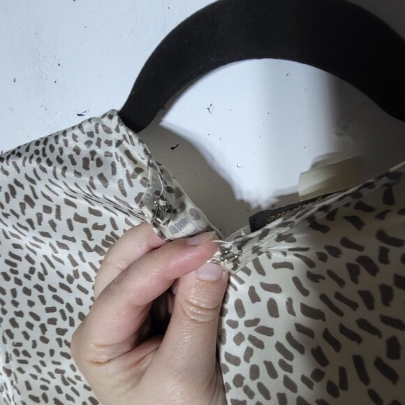 Vintage Positive Influence Womens Animal Print Pleated Dress Small Dainty Lace - Picture 5 of 11